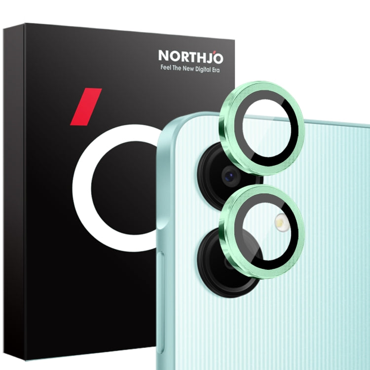 Pour Samsung Galaxy A06 4G, protection d'objectif d'appareil photo NORTHJO, anneau métallique CD, film en verre trempé (vert)