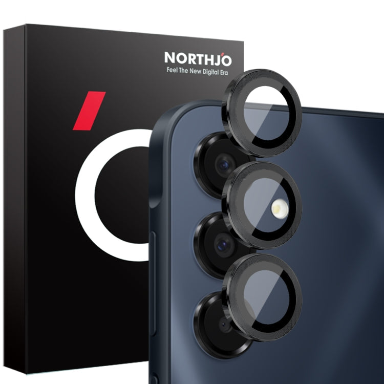 For Samsung Galaxy A16 5G NORTHJO Camera Lens Protector CD Metal Ring Tempered Glass Film(Black)
