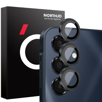 For Samsung Galaxy A16 5G NORTHJO Camera Lens Protector CD Metal Ring Tempered Glass Film(Black)