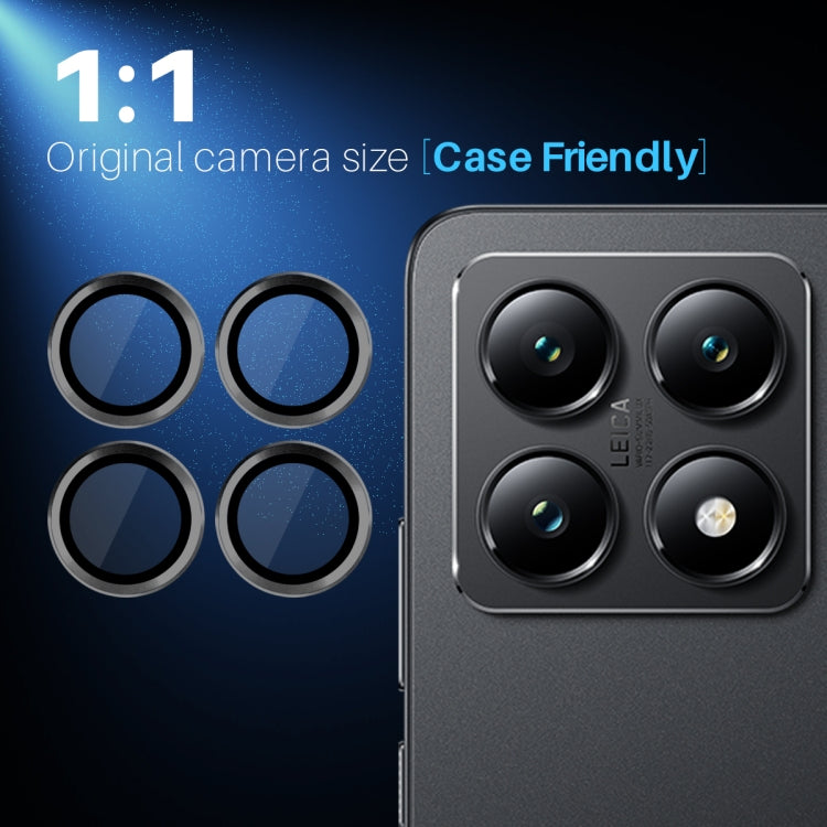 For Xiaomi 14T 5G NORTHJO Camera Lens Protector CD Metal Ring Tempered Glass Film(Black)