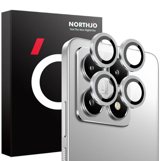 For Xiaomi 14T 5G NORTHJO Camera Lens Protector CD Metal Ring Tempered Glass Film(Silver)
