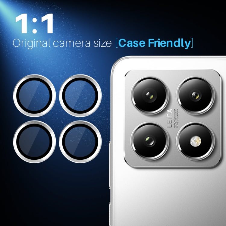 For Xiaomi 14T 5G NORTHJO Camera Lens Protector CD Metal Ring Tempered Glass Film(Silver)