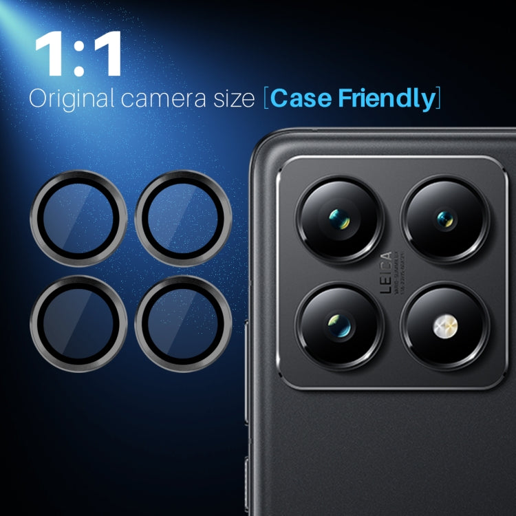 For Xiaomi 14T Pro 5G NORTHJO Camera Lens Protector CD Metal Ring Tempered Glass Film(Black)