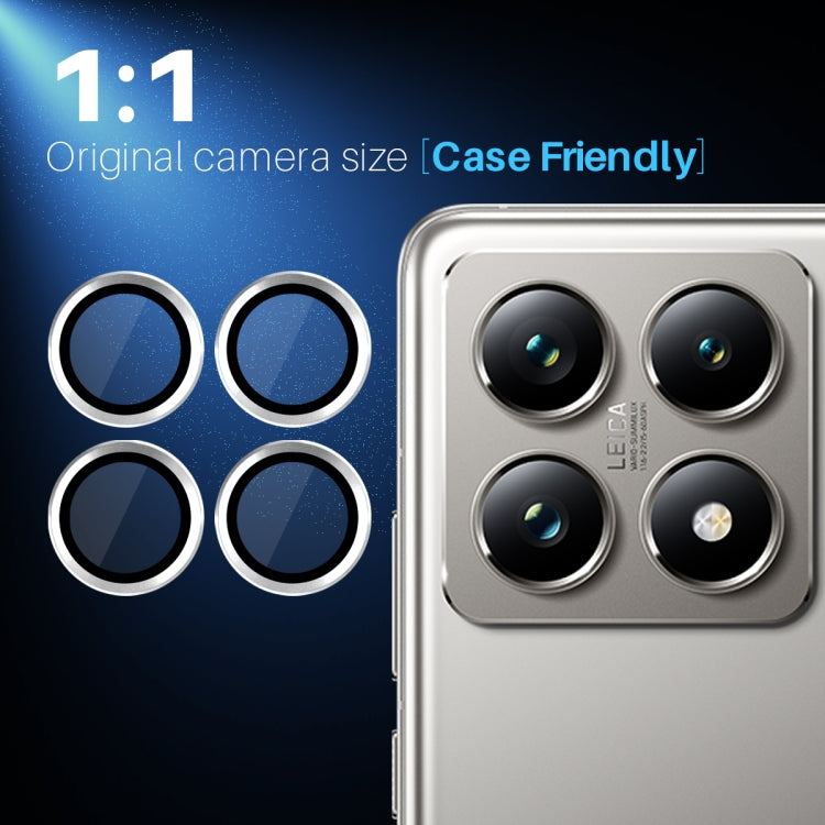 For Xiaomi 14T Pro 5G NORTHJO Camera Lens Protector CD Metal Ring Tempered Glass Film(Silver)