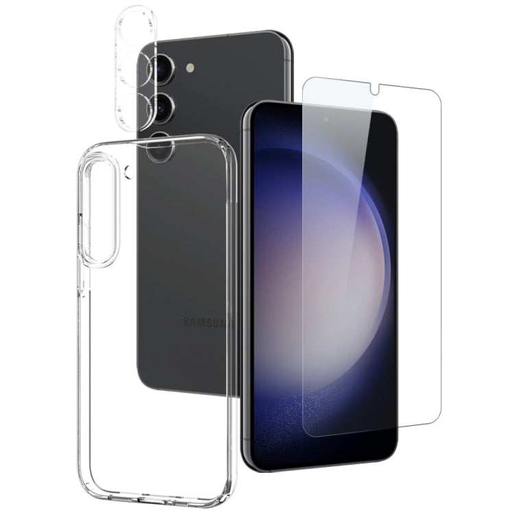 Pour Samsung Galaxy S23 5G Étui en TPU NORTHJO avec Film pour Écran et Objectif, Prise en Charge du Déverrouillage par Empreinte Digitale (Transparent)