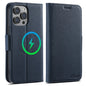 For iPhone 12 Pro Max Suteni J08 Multifunctional Cross Texture MagSafe Leather Phone Case(Blue)