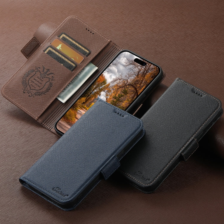 Pour iPhone 14 Pro Max Étui Suteni J08 Multifonctionnel en Cuir Texturé Croisé avec MagSafe (Marron)