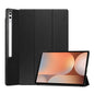 Pour Samsung Galaxy Tab S10+ / S9+ / S9 FE+ ENKAY Étui intelligent en plastique et cuir texturé Custer à trois volets avec emplacement pour stylet (noir)
