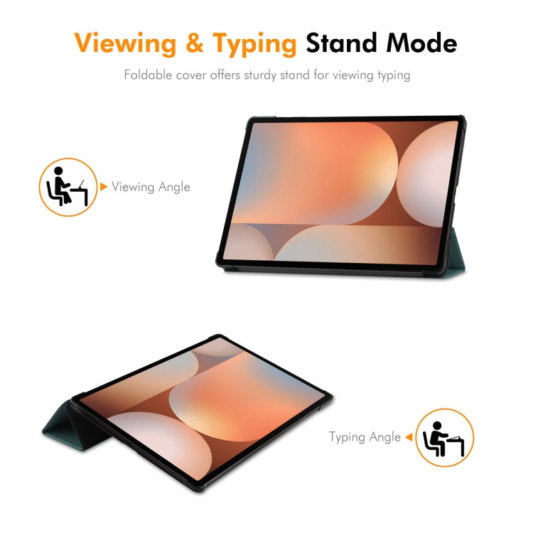 Pour Samsung Galaxy Tab S10+ / S9+ / S9 FE+ Étui intelligent en cuir plastique à texture Custer pliable ENKAY avec fente pour stylet (Vert foncé)