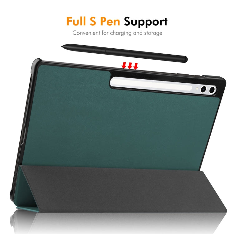 Pour Samsung Galaxy Tab S10+ / S9+ / S9 FE+ ENKAY Étui intelligent en cuir plastique texturé Custer à triple pli avec fente pour stylet (gris)