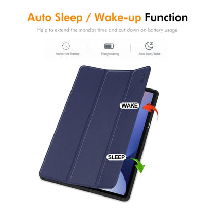 For Samsung Galaxy Tab S10+ / S9+ / S9 FE+ ENKAY Tri-fold Custer Texture TPU Leather Smart Tablet Case with Pen Slot(Black)