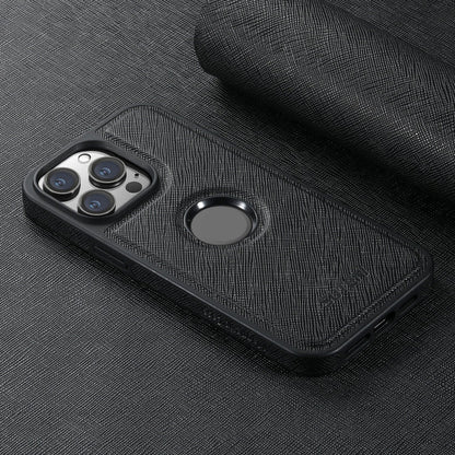 For iPhone 16 Plus Suteni G1 Cross Texture MagSafe Phone Case(Black)