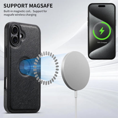 For iPhone 16 Plus Suteni G1 Cross Texture MagSafe Phone Case(Black)