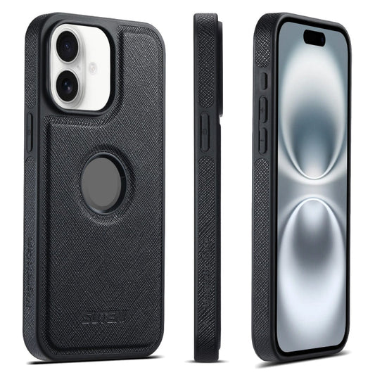 For iPhone 16 Suteni G1 Cross Texture MagSafe Phone Case(Black)