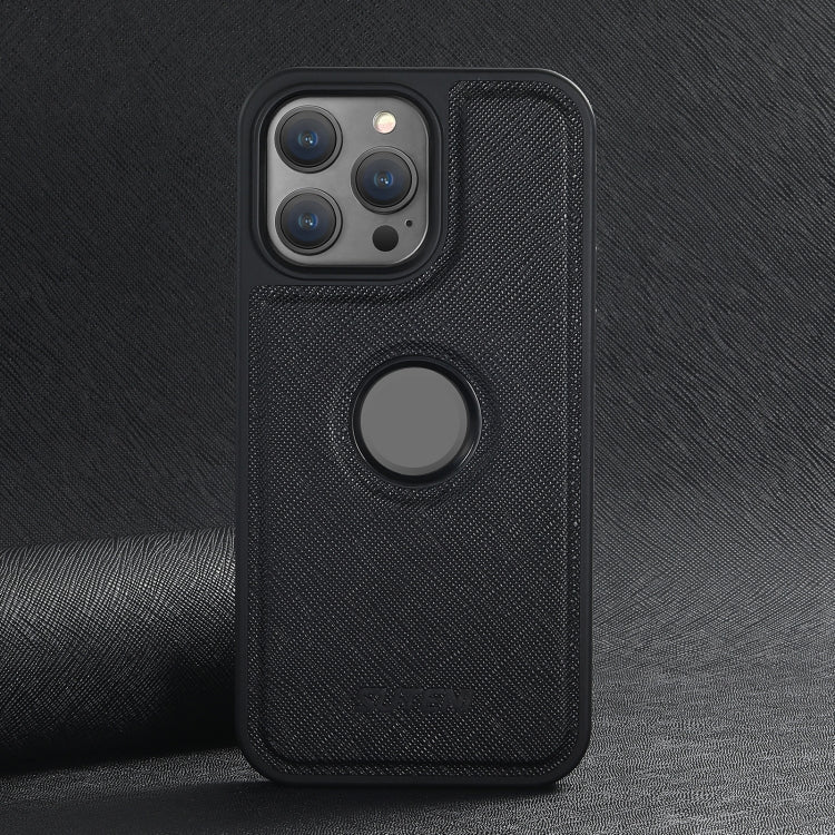 For iPhone 15 Pro Max Suteni G1 Cross Texture MagSafe Phone Case(Black)