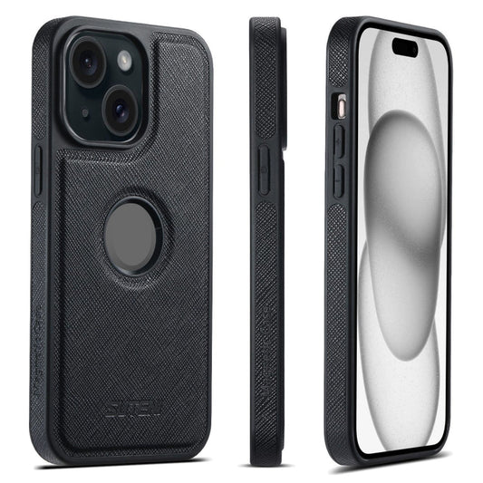 For iPhone 15 Plus Suteni G1 Cross Texture MagSafe Phone Case(Black)