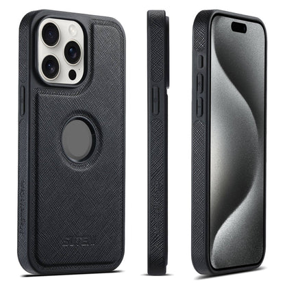 For iPhone 15 Pro Suteni G1 Cross Texture MagSafe Phone Case(Black)