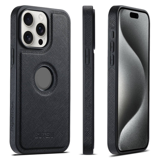 For iPhone 15 Pro Suteni G1 Cross Texture MagSafe Phone Case(Black)