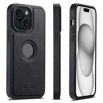 For iPhone 15 Suteni G1 Cross Texture MagSafe Phone Case(Black)