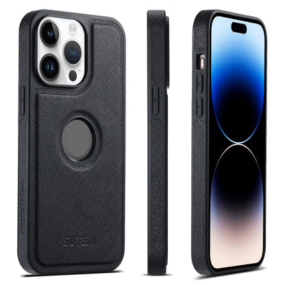 For iPhone 14 Pro Suteni G1 Cross Texture MagSafe Phone Case(Black)