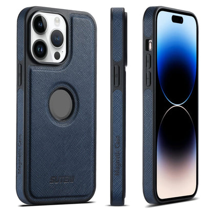 For iPhone 14 Pro Suteni G1 Cross Texture MagSafe Phone Case(Blue)