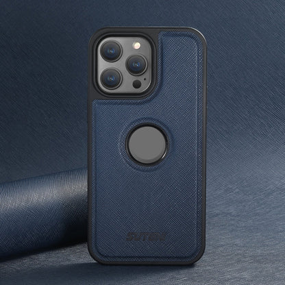 For iPhone 13 Pro Max Suteni G1 Cross Texture MagSafe Phone Case(Blue)