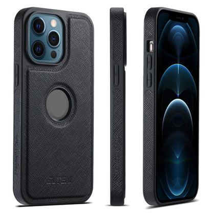 For iPhone 12 Pro Max Suteni G1 Cross Texture MagSafe Phone Case(Black)