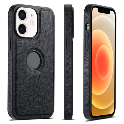 For iPhone 12 Suteni G1 Cross Texture MagSafe Phone Case(Black)