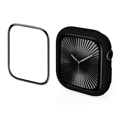 For Apple Watch Series 11 / 10 46mm ENKAY Hat-Prince 2 in 1 Candy Color TPU Watch Case with Full Coverage PMMA Soft Film(Black)