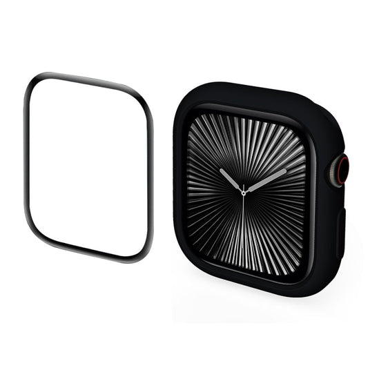 For Apple Watch Series 11 / 10 46mm ENKAY Hat-Prince 2 in 1 Candy Color TPU Watch Case with Full Coverage PMMA Soft Film(Black)