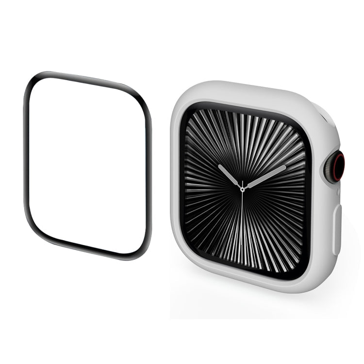 For Apple Watch Series 11 / 10 46mm ENKAY Hat-Prince 2 in 1 Candy Color TPU Watch Case with Full Coverage PMMA Soft Film(Light Grey)