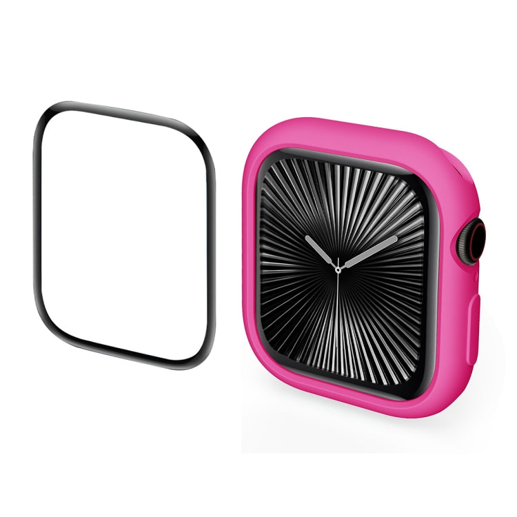 For Apple Watch Series 11 / 10 42mm ENKAY Hat-Prince 2 in 1 Candy Color TPU Watch Case with Full Coverage PMMA Soft Film(Rose)