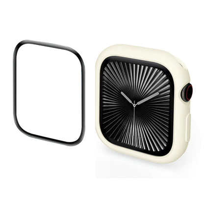 For Apple Watch Series 11 / 10 42mm ENKAY Hat-Prince 2 in 1 Candy Color TPU Watch Case with Full Coverage PMMA Soft Film(Beige)