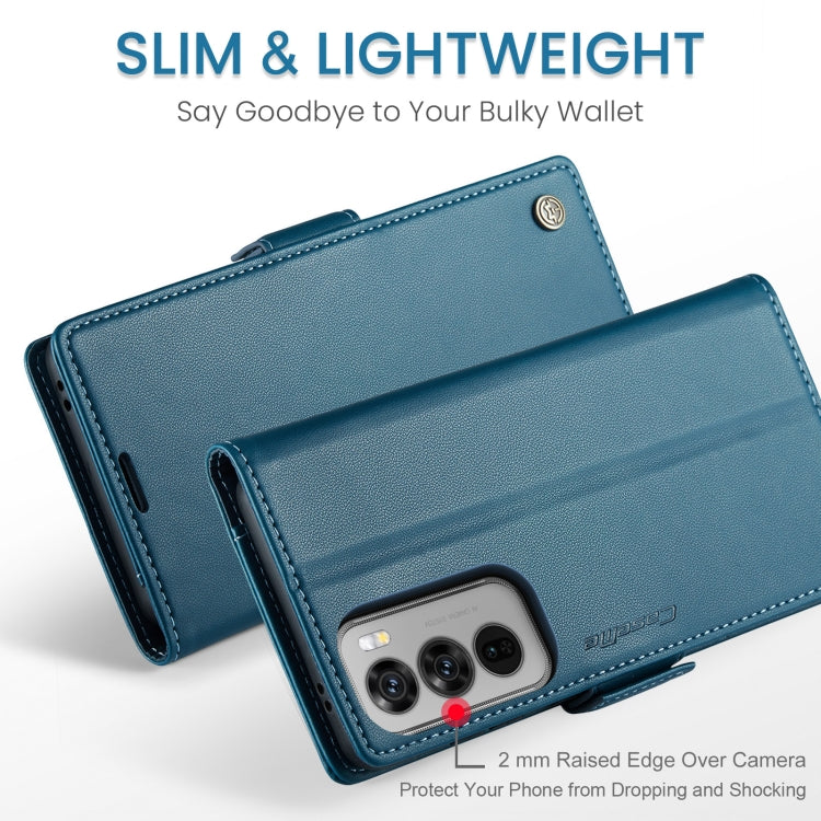 For OPPO Reno12 5G Global CaseMe 023 Butterfly Buckle Litchi Texture RFID Anti-theft Leather Phone Case(Blue)