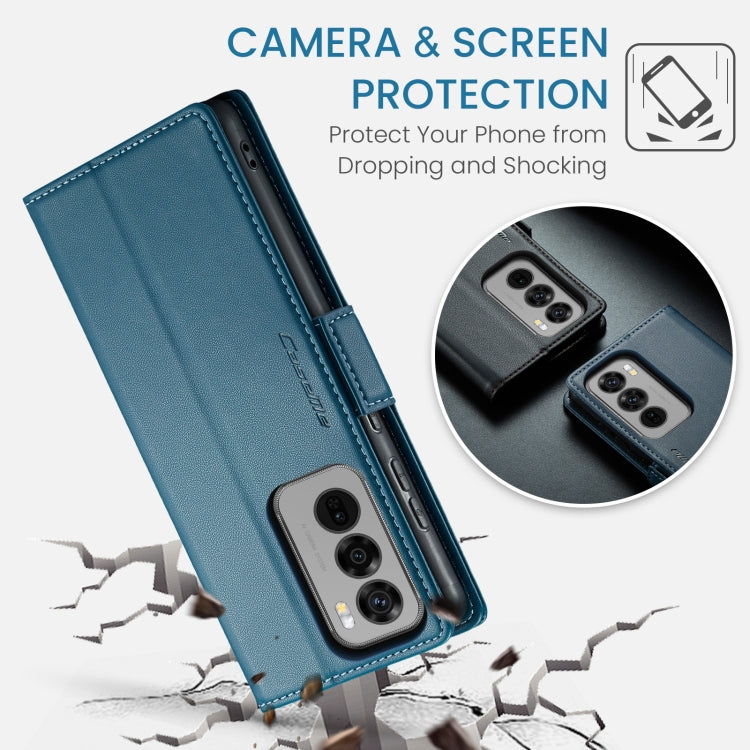 For OPPO Reno12 5G Global CaseMe 023 Butterfly Buckle Litchi Texture RFID Anti-theft Leather Phone Case(Blue)