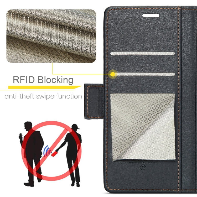 For OPPO Reno12 5G Global CaseMe 023 Butterfly Buckle Litchi Texture RFID Anti-theft Leather Phone Case(Black)