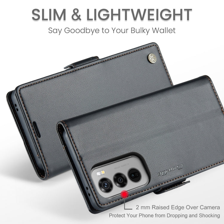 For OPPO Reno12 5G Global CaseMe 023 Butterfly Buckle Litchi Texture RFID Anti-theft Leather Phone Case(Black)
