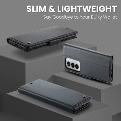 For OPPO Reno12 5G Global CaseMe 023 Butterfly Buckle Litchi Texture RFID Anti-theft Leather Phone Case(Black)