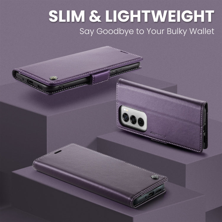 For OPPO Reno12 5G Global CaseMe 023 Butterfly Buckle Litchi Texture RFID Anti-theft Leather Phone Case(Purple)