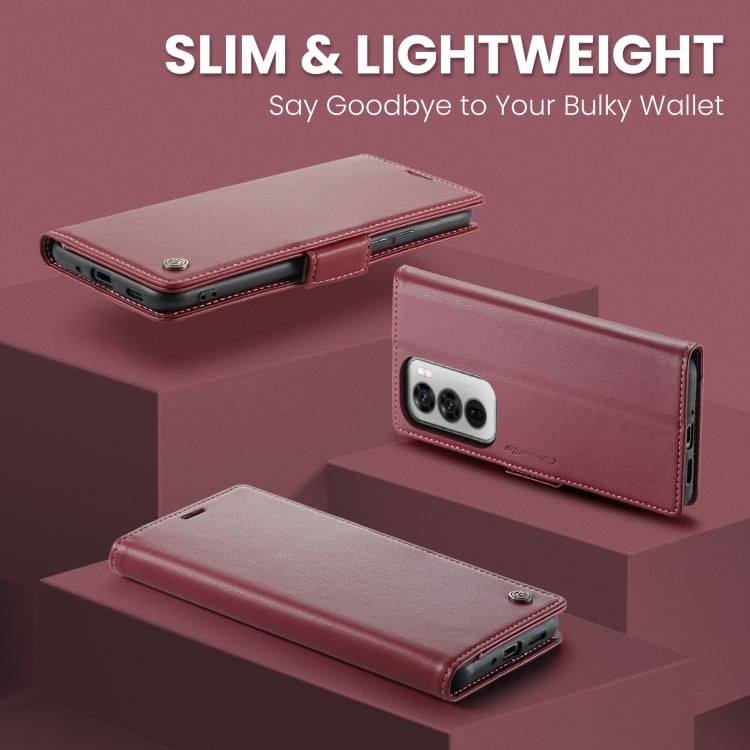 For OPPO Reno12 Pro 5G Global CaseMe 023 Butterfly Buckle Litchi Texture RFID Anti-theft Leather Phone Case(Red)
