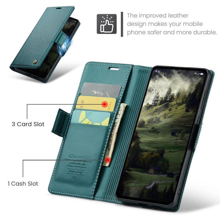 For OPPO Reno12 Pro 5G Global CaseMe 023 Butterfly Buckle Litchi Texture RFID Anti-theft Leather Phone Case(Green)