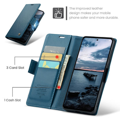 Pour OPPO Reno12 Pro 5G Étui mondial CaseMe 023 avec boucle papillon, texture litchi, anti-vol RFID en cuir (bleu)