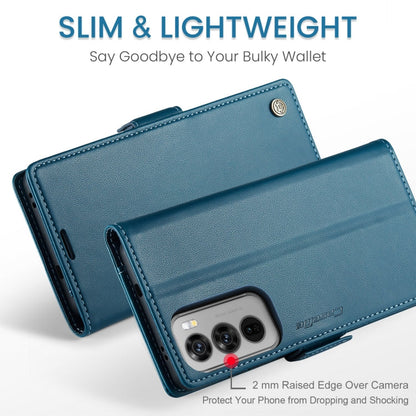 Pour OPPO Reno12 Pro 5G Étui mondial CaseMe 023 avec boucle papillon, texture litchi, anti-vol RFID en cuir (bleu)