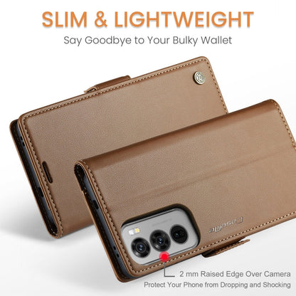For OPPO Reno12 Pro 5G Global CaseMe 023 Butterfly Buckle Litchi Texture RFID Anti-theft Leather Phone Case(Brown)