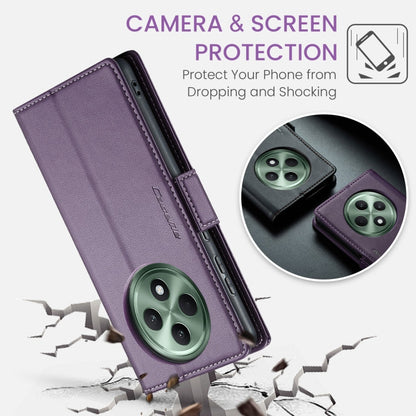 For OPPO Reno12 F /12 FS 5G CaseMe 023 Butterfly Buckle Litchi Texture RFID Anti-theft Leather Phone Case(Purple)