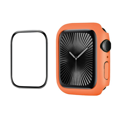 For Apple Watch Series 11 / 10 46mm ENKAY Hat-Prince 2 in 1 Solid Color PC Watch Case with Full Coverage PMMA Soft Film(Orange)