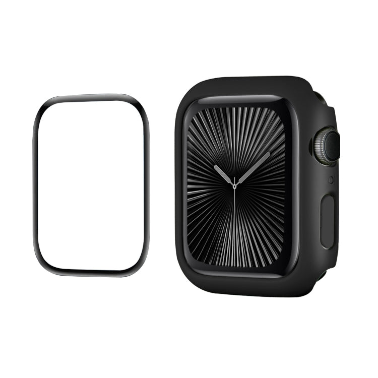 For Apple Watch Series 11 / 10 46mm ENKAY Hat-Prince 2 in 1 Solid Color PC Watch Case with Full Coverage PMMA Soft Film(Black)