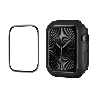 For Apple Watch Series 11 / 10 46mm ENKAY Hat-Prince 2 in 1 Solid Color PC Watch Case with Full Coverage PMMA Soft Film(Black)