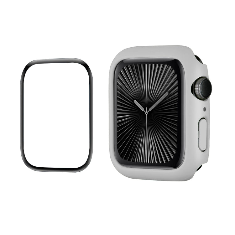 For Apple Watch Series 11 / 10 46mm ENKAY Hat-Prince 2 in 1 Solid Color PC Watch Case with Full Coverage PMMA Soft Film(Light Grey)