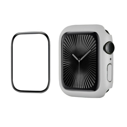 For Apple Watch Series 11 / 10 46mm ENKAY Hat-Prince 2 in 1 Solid Color PC Watch Case with Full Coverage PMMA Soft Film(Light Grey)